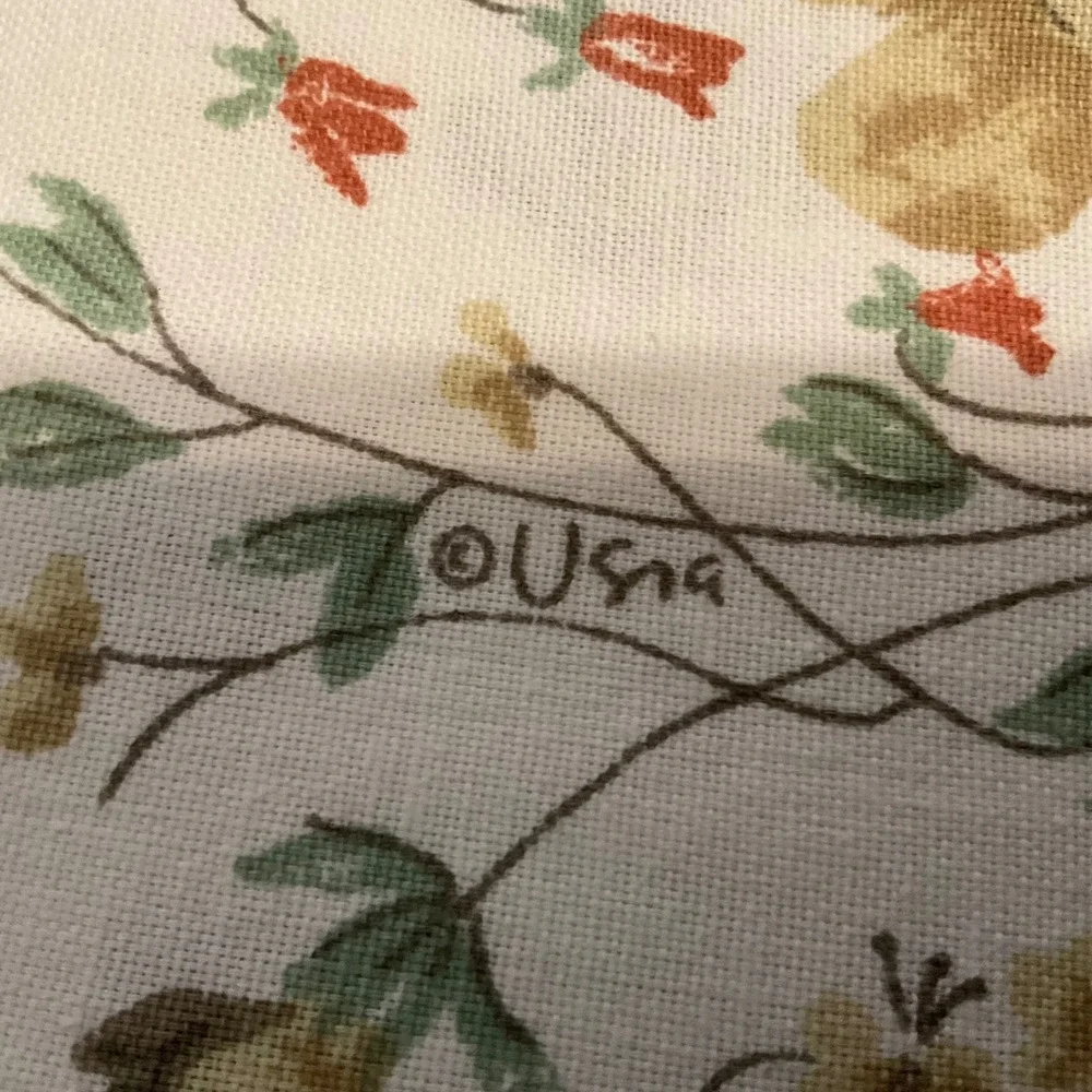 Vintage Vera Neumann Tablecloth Floral Fabric Cream Yellow‎ Red Flowers Green